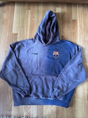 Cactus Jack by Travis Scott Washed Brown Blue Black Hoodie size Large Barcelona